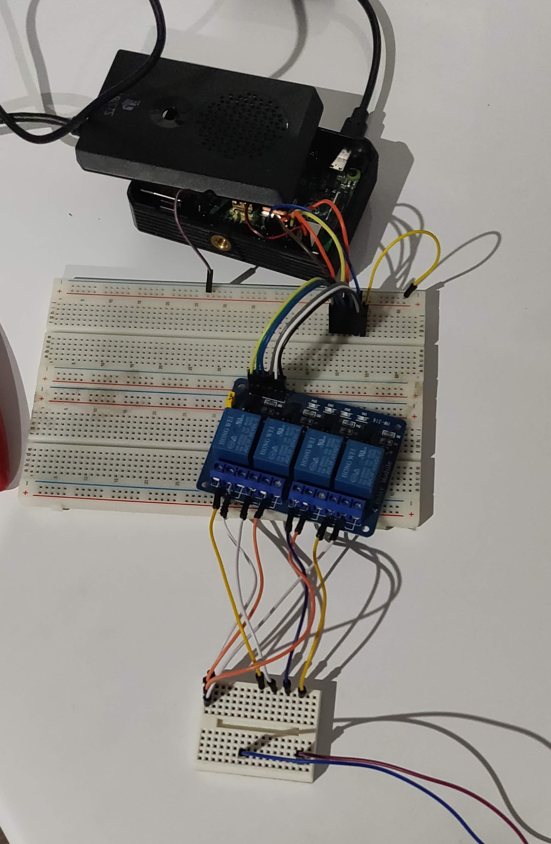 Raspberry Pi connected to a 4 channel relay